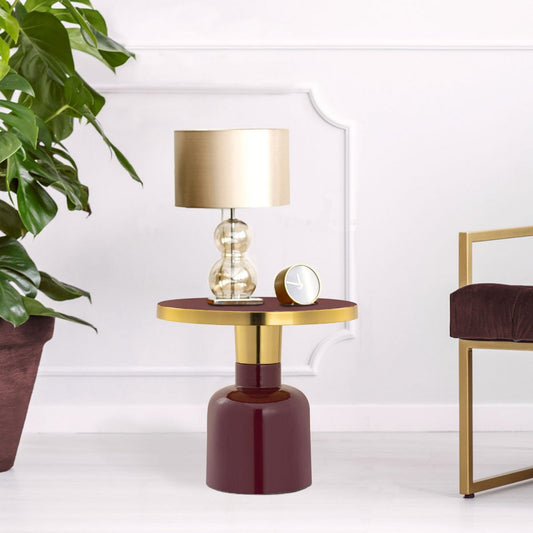 Beistelltisch rund ø 45 H 45 cm Dekotisch Lampentisch Sofatisch Glam Tisch Metall und Emaille Vogelrieder