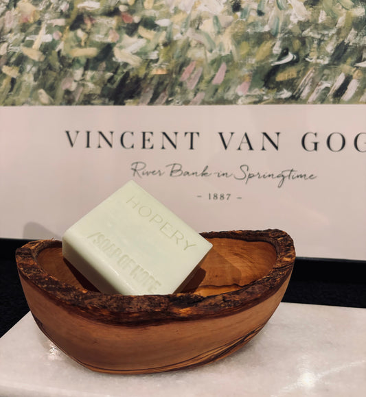Hopery Seife Bergamot Mandarin mit Olivenholz Seifenschale
