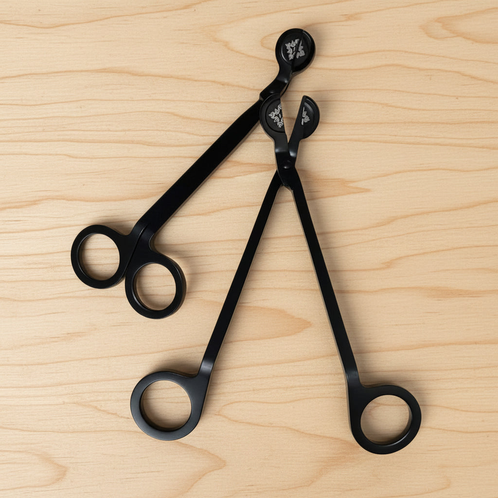 Verdancia Manufaktur Dochtschere für stilvolle Kerzenpflege, aus Edelstahl mit eleganten Griffen, zum Kürzen von Kerzendochten.