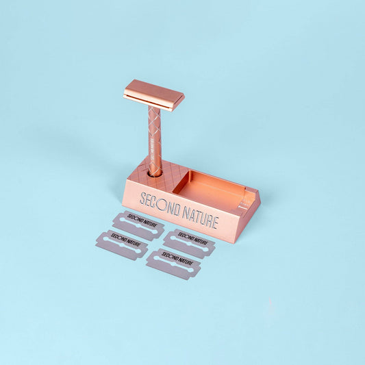 Rasierhobel Second Nature - Peach Rose - Set mit Ständer