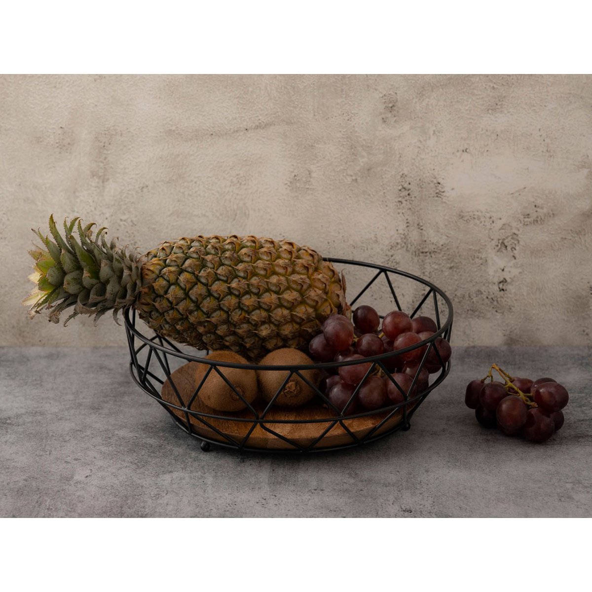 Obstschale - Metall Brotkorb - rund ø 28 cm H 10 cm - Obstkorb Metall schwarz - Verdancia