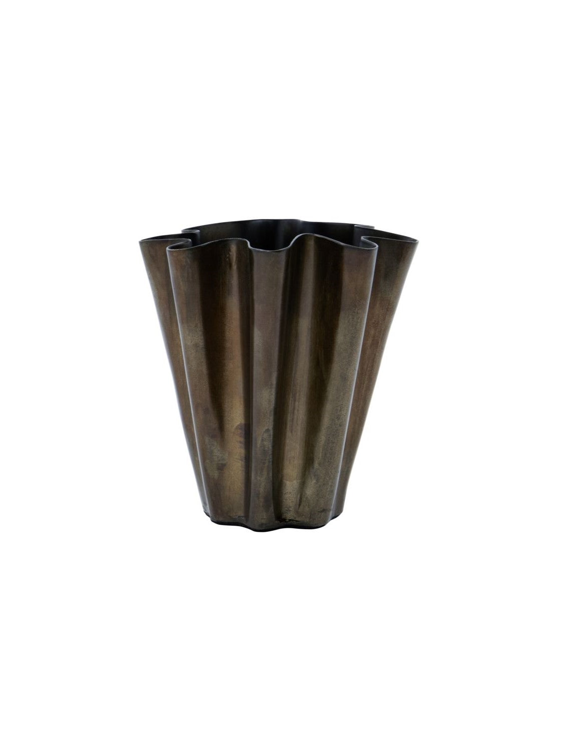 Antike braune Metallvase von House Doctor, HDFlood, im industriellen Design, dekorative Wohnaccessoire, 13 cm hoch