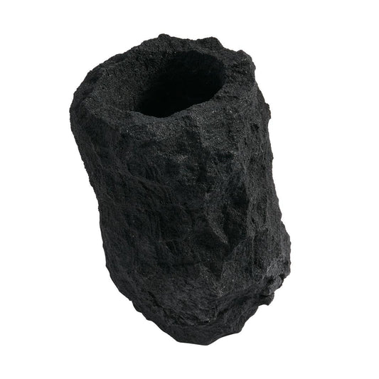 Schwarze Lava Vase von Muubs, handgefertigtes Naturstein-Wohnaccessoire, ca. 30 cm hoch, einzigartiges Design