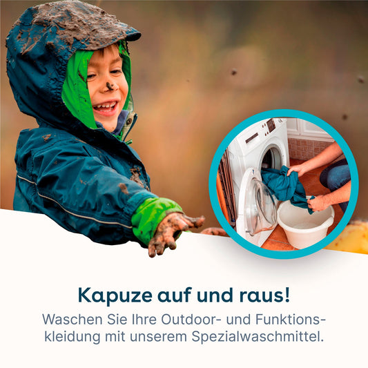 eco:fy Waschmittel für Outdoor- und Funktionskleidung, schonende Reinigung, flüssig, in einer weißen Flasche mit blauer Beschriftung