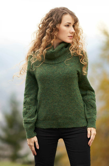 Alpaka Rollkragen Pullover SALOMON – Modischer Crop-Strick mit Applikationen - Verdancia