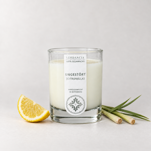 Ungestört (Citronella) | Duftkerze Sojawachs – Citronella – gegen Mücken – frischer Zitrus Duft – Outdoor Kerze