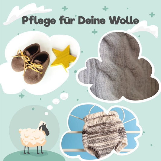 eco:fy Lanolin-Wollkur Waschmittel für natürliche Rückfettung, sorgt für weiche, gepflegte Wolltextilien, in einer Flasche.