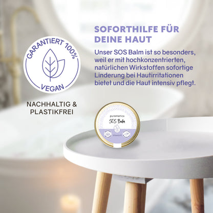 Puremetics SOS Balm „Vitamin E“ Cremetube, intensive Pflege für trockene und irritierte Haut, vegan und parfumfrei, 10 ml