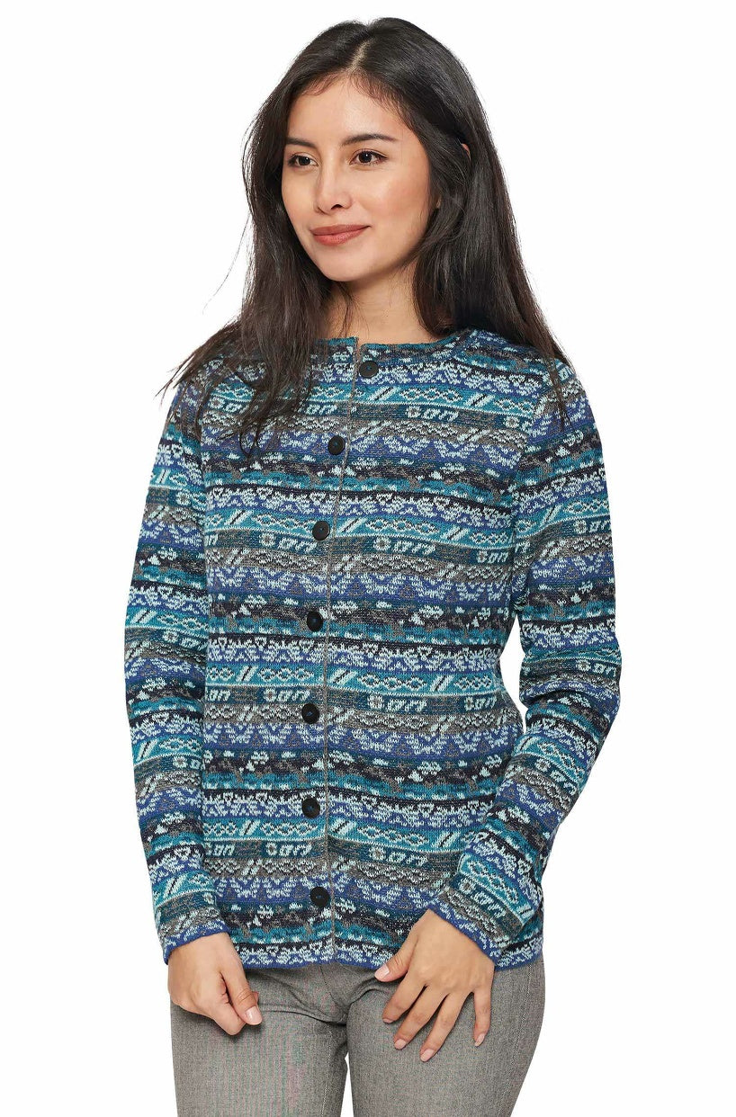 Apu Kuntur - Alpaka Strickjacke TAMIA – Jacquard-Cardigan aus 100% Baby Alpaka | Verdancia 4