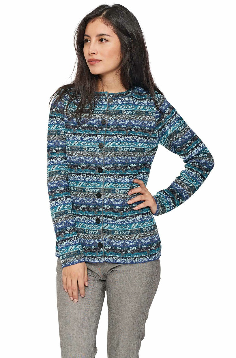 Apu Kuntur - Alpaka Strickjacke TAMIA – Jacquard-Cardigan aus 100% Baby Alpaka | Verdancia 2