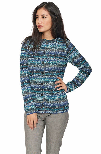 Apu Kuntur - Alpaka Strickjacke TAMIA – Jacquard-Cardigan aus 100% Baby Alpaka | Verdancia 2