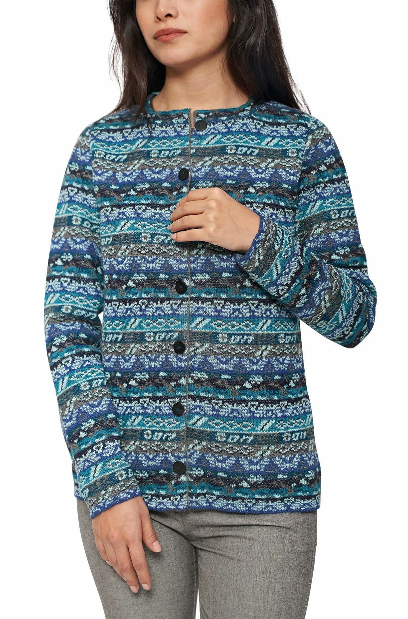 Apu Kuntur - Alpaka Strickjacke TAMIA – Jacquard-Cardigan aus 100% Baby Alpaka | Verdancia 1