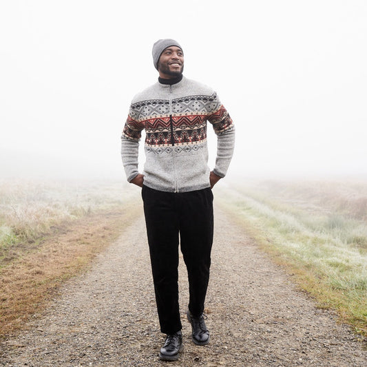 Apu Kuntur - Alpaka Strickjacke FIESTA – Herren-Jacke aus 100% Baby Alpaka | Verdancia