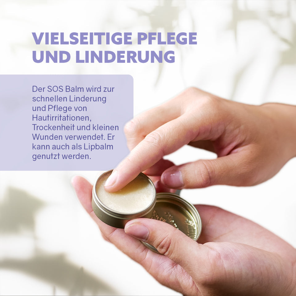 Puremetics SOS Balm Vitamin E in 10ml Cremeform, intensivpflege für trockene und irritierte Haut, vegan ohne Parfüm