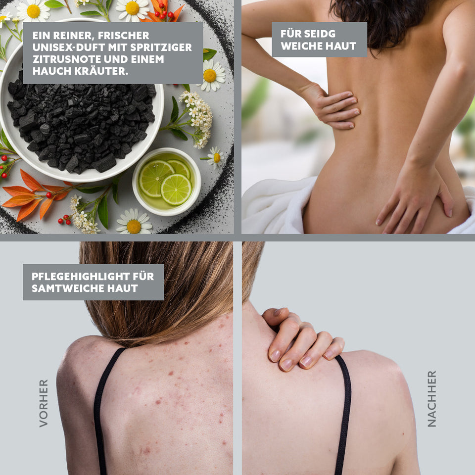 Puremetics 3in1 Dusch-Fluff Anti-Unreinheiten mit Aktivkohle, Niacinamid und Salicylsäure, cremige Textur, 250 g