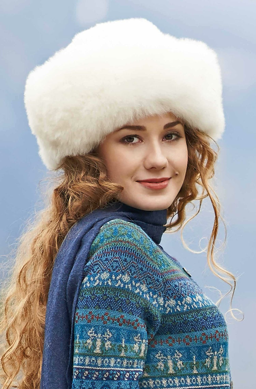 Apu Kuntur - Alpaka Fellmütze - 100% Alpaka-Fell - Verdancia weiss 3