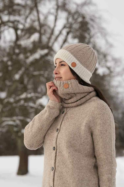 Alpaka Mütze Suave – 100 % Baby-Alpaka | Premium Winter-Accessoire - Apu Kuntur - Verdancia sand ecru