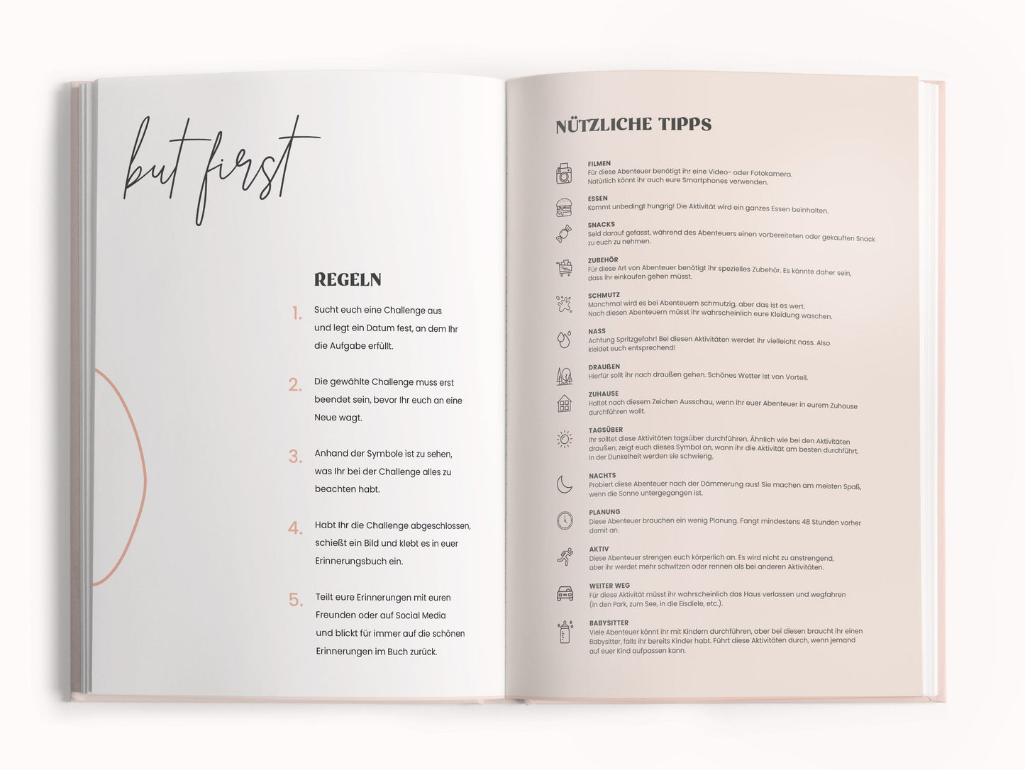 Memories2Make Challengebuch für Paare mit 32 Date-Ideen, Tipps und Regeln, zum Freirubbeln und Erinnerungen schaffen.