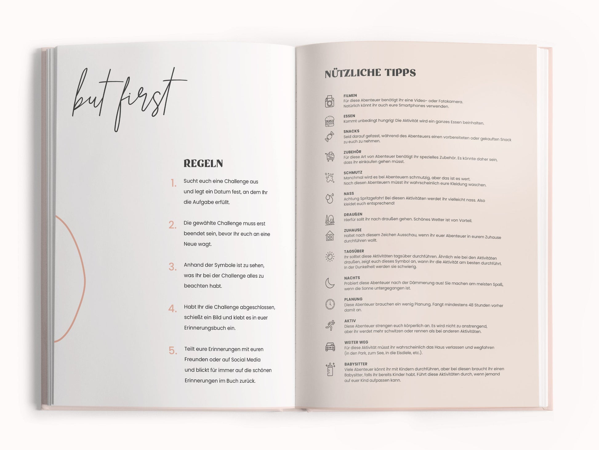 Memories2Make Challengebuch für Paare mit 32 Date-Ideen, Tipps und Regeln, zum Freirubbeln und Erinnerungen schaffen.
