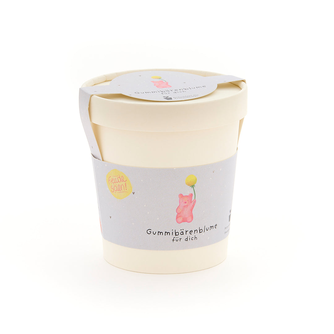 Pflanzenbauset der Stadtgärtner mit Gummibärenblume in Becher, inklusive Erde und Samen, für den Anbau zu Hause