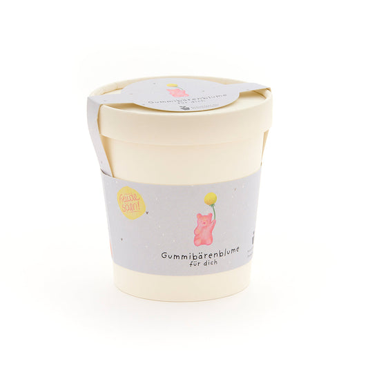 Pflanzenbauset der Stadtgärtner mit Gummibärenblume in Becher, inklusive Erde und Samen, für den Anbau zu Hause