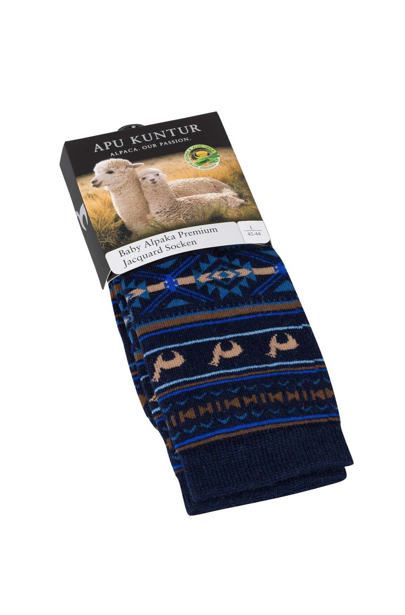Apu Kuntur - Alpaka Jacquard Socken - Alpaka-Mix - Verdancia