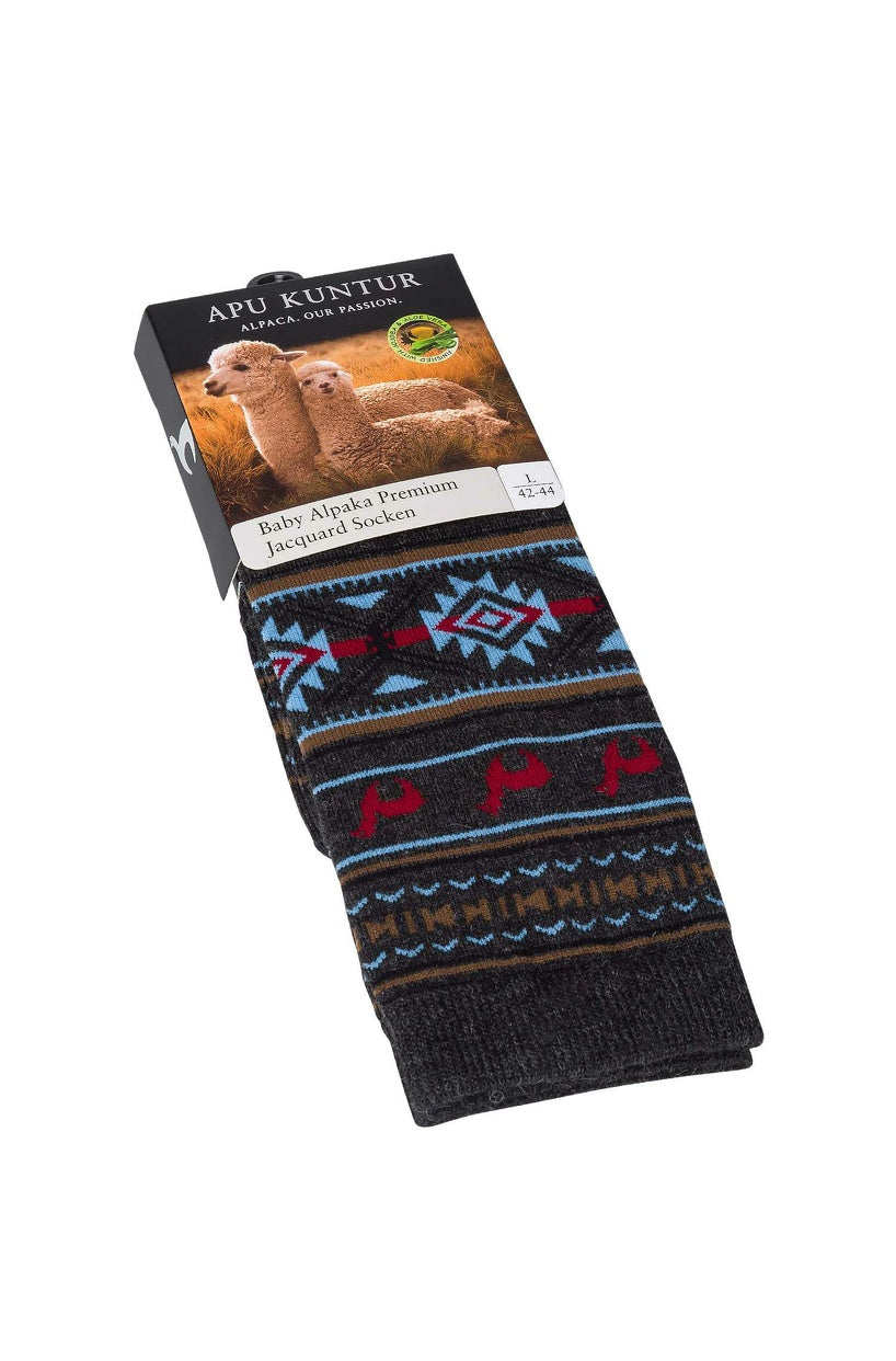 Apu Kuntur - Alpaka Jacquard Socken - Alpaka-Mix - Verdancia