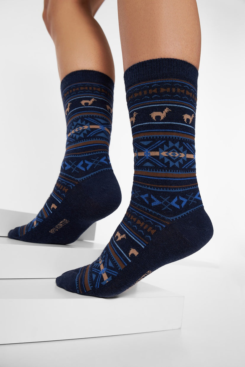 Apu Kuntur - Alpaka Jacquard Socken - Alpaka-Mix - Verdancia