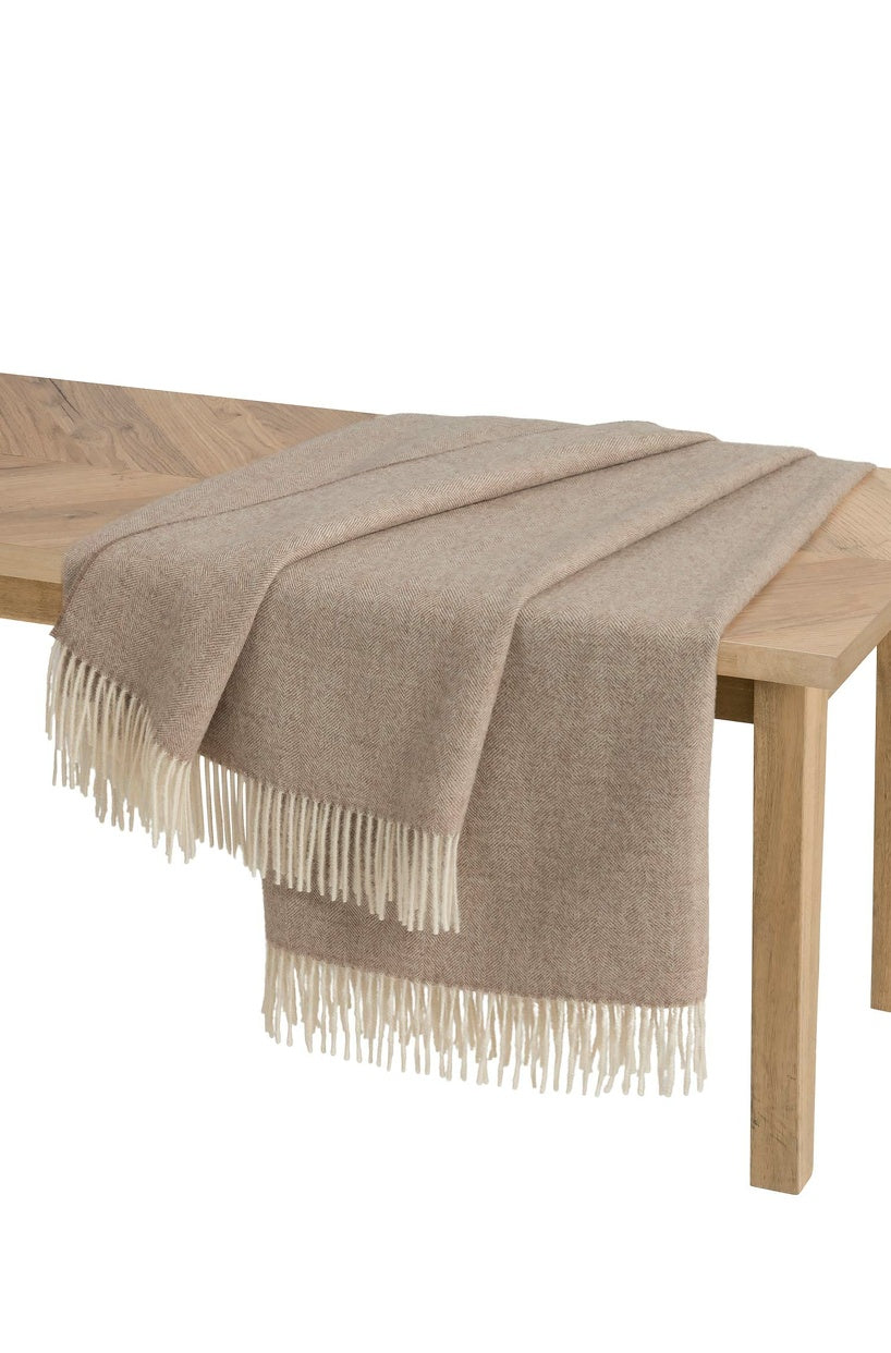 Apu Kuntur - Alpaka Decke - Fischgrat - 100% Baby-Alpaka - Verdancia - beige