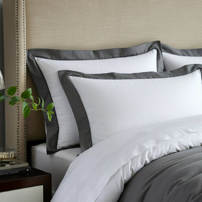 Finole Aura Perkal Kissenbezug aus 100% ägyptischer Baumwolle, kühlend, atmungsaktiv mit Oxford-Rand, Giza, 400TC