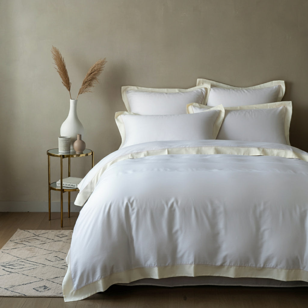 Finole Aura Perkal Kissenbezug aus 100% ägyptischer Baumwolle, Giza, 400 TC, mit Oxford-Rand, kühlend und atmungsaktiv