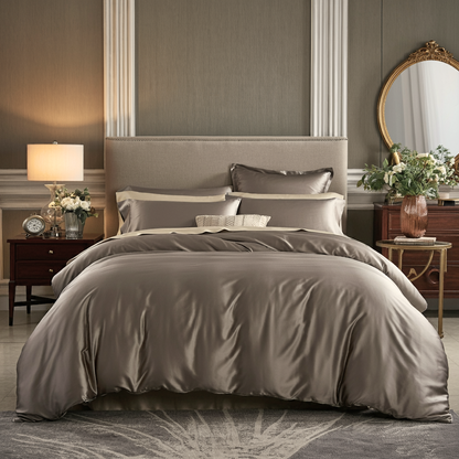 Feines satin Spannbettlaken von Finole aus 100% ägyptischer Baumwolle, glatt, atmungsaktiv und luxuriös, in Seidenglanz.
