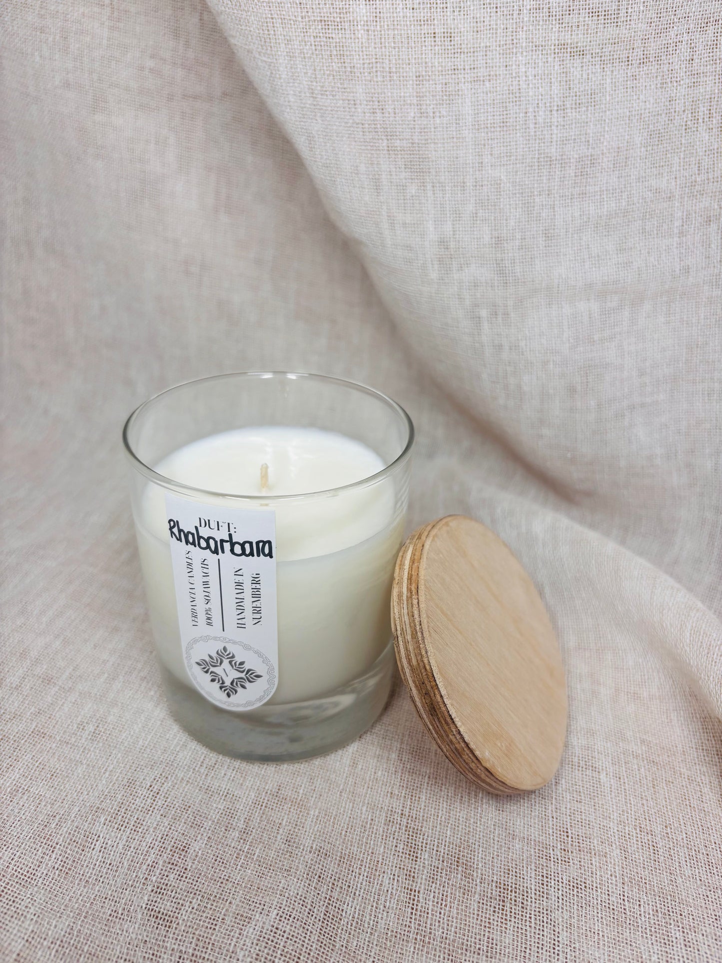 Soja Duftkerze - "Rhabarbara" - Rhabarber und Holunder - Verdancia