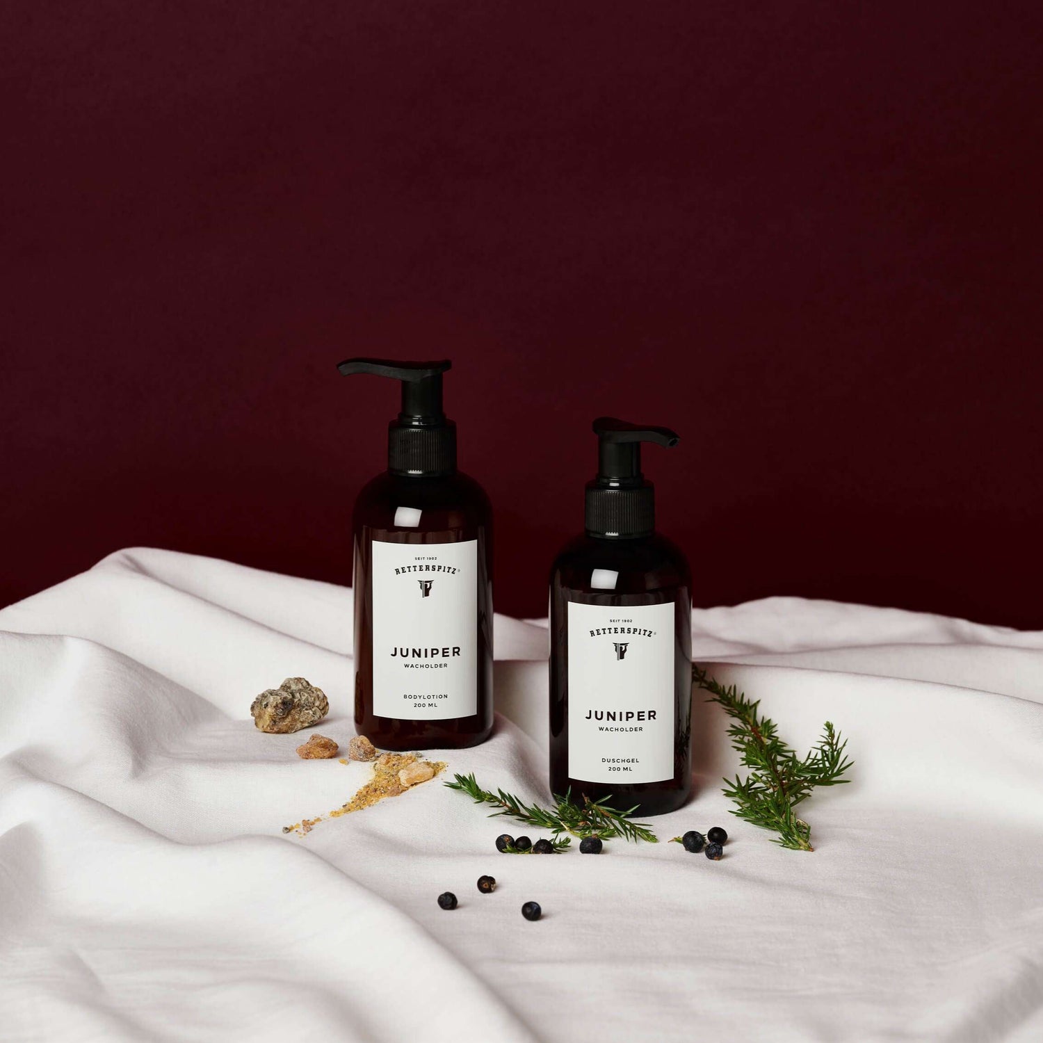 Retterspitz Pflege-Set Juniper – Duschgel und Bodylotion - Belebende Naturpflege mit Wacholder - Verdancia