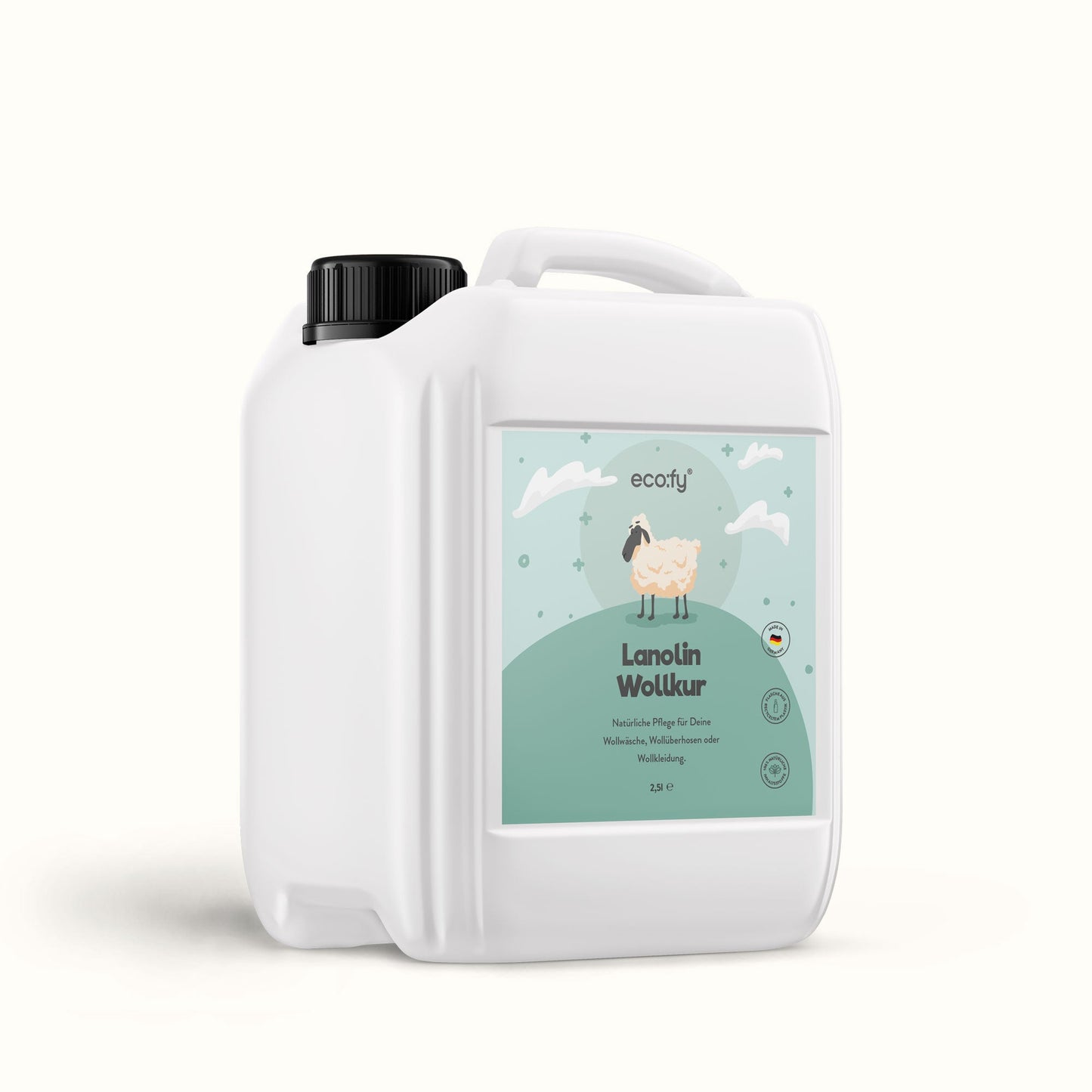 eco:fy Waschmittel Lanolin-Wollkur für natürliche Rückfettung, macht Wolltextilien weich und flauschig, ideal für empfindliche Wäsche