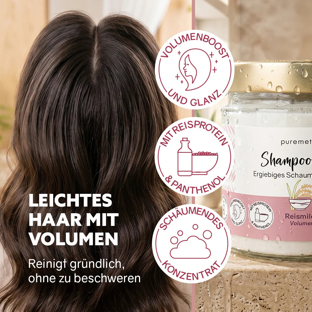 Puremetics | Volumen Shampoo-Fluff „Reismilch“ – Protein Shampoo Konzentrat für mehr Fülle & Griff | Puremetics