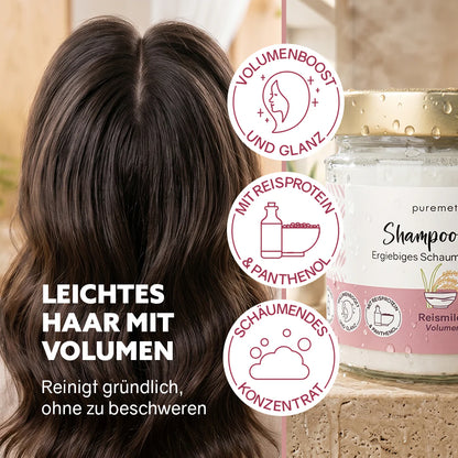Puremetics | Volumen Shampoo-Fluff „Reismilch“ – Protein Shampoo Konzentrat für mehr Fülle & Griff | Puremetics