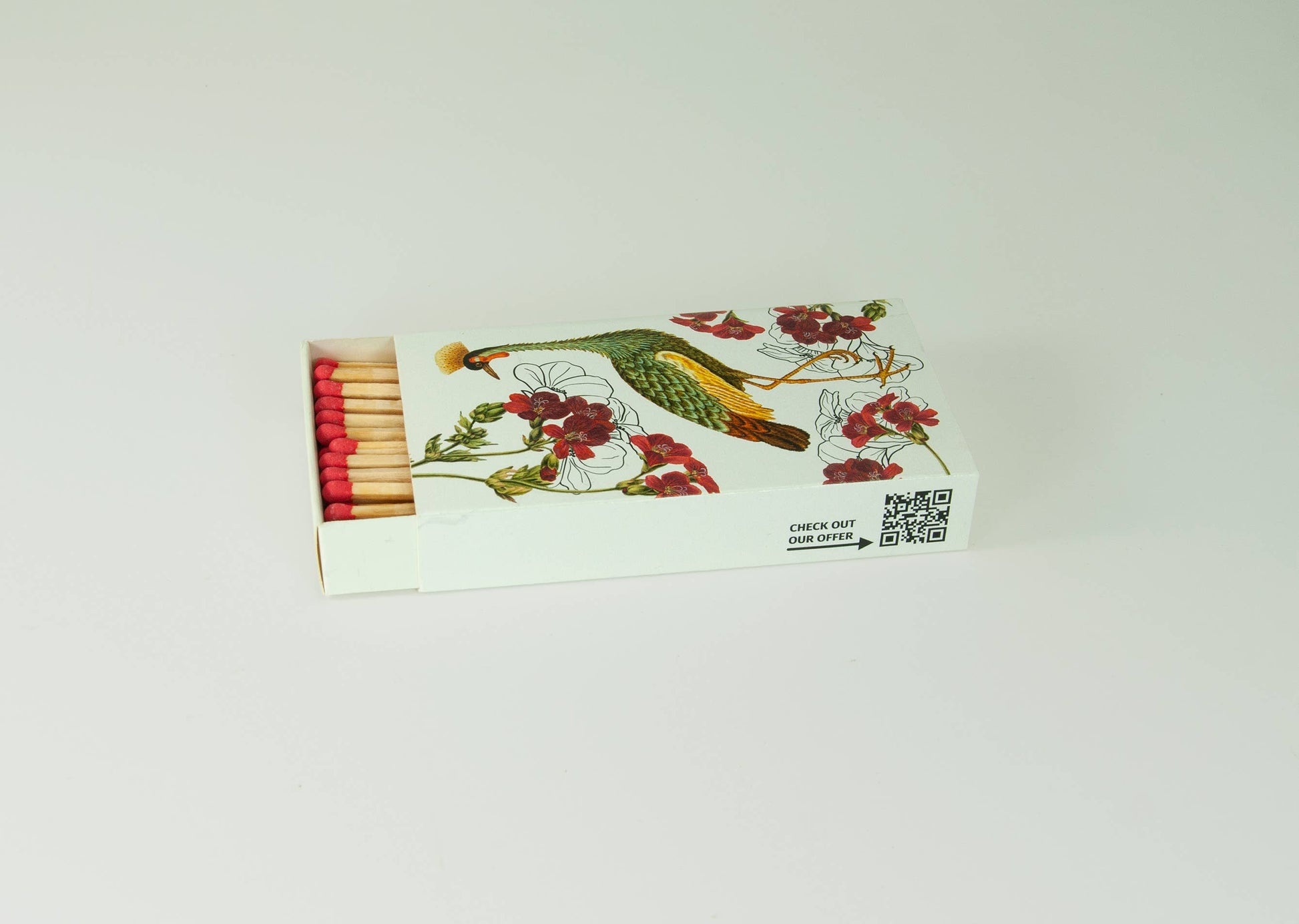 Vintage Streichhölzer – Lange Streichhölzer mit künstlerischem Motiv „Heron“ - Verdancia