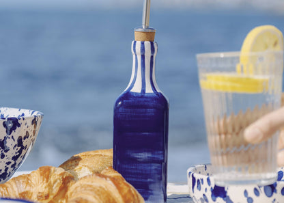 Handgefertigter Keramik-Ölspender Costa Azul von Alfar Tierra Cocida, 475 ml, blau-weiß, mit Essig- und Ölbehälter