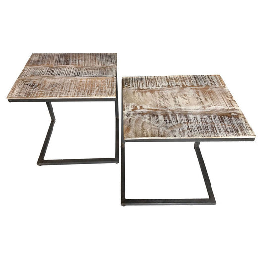 Couchtisch 2er Set - B 40 H 51 cm - Wohnzimmer-Tisch-Set - Atlanta - Metall Gestell - Verdancia