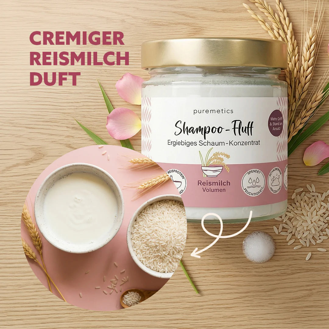 Puremetics | Volumen Shampoo-Fluff „Reismilch“ – Protein Shampoo Konzentrat für mehr Fülle & Griff | Puremetics