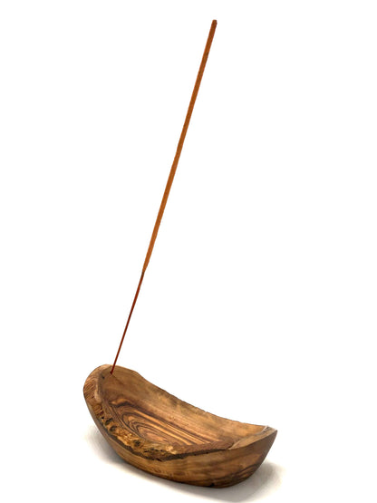Olivenholz - Räucherstäbchenhalter - oval rustikal - 16 cm - Verdancia