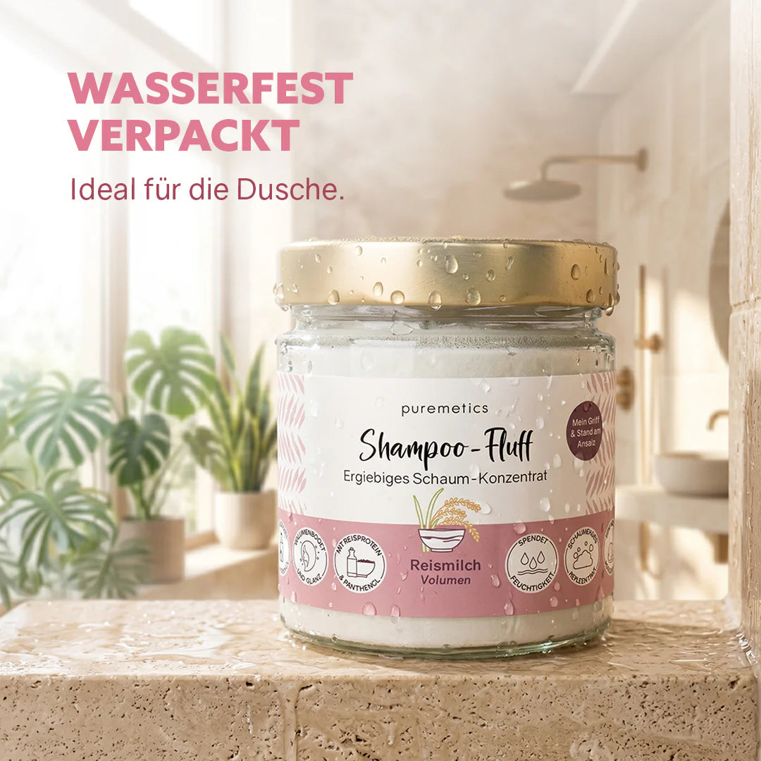 Puremetics | Volumen Shampoo-Fluff „Reismilch“ – Protein Shampoo Konzentrat für mehr Fülle & Griff | Puremetics