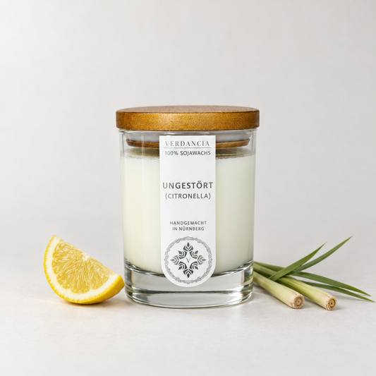 Ungestört (Citronella) | Duftkerze Sojawachs – Citronella – gegen Mücken – frischer Zitrus Duft – Outdoor Kerze