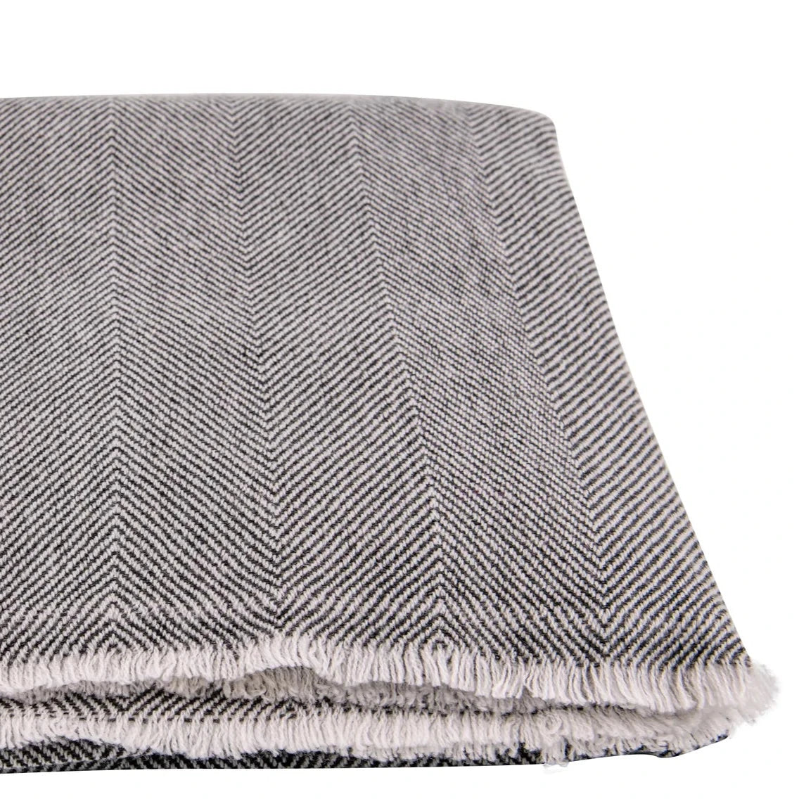 Undyed cashmere blanket with check pattern - grey-brown - 135 x 270cm