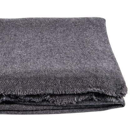 Undyed cashmere blanket with check pattern - grey-brown - 135 x 270cm