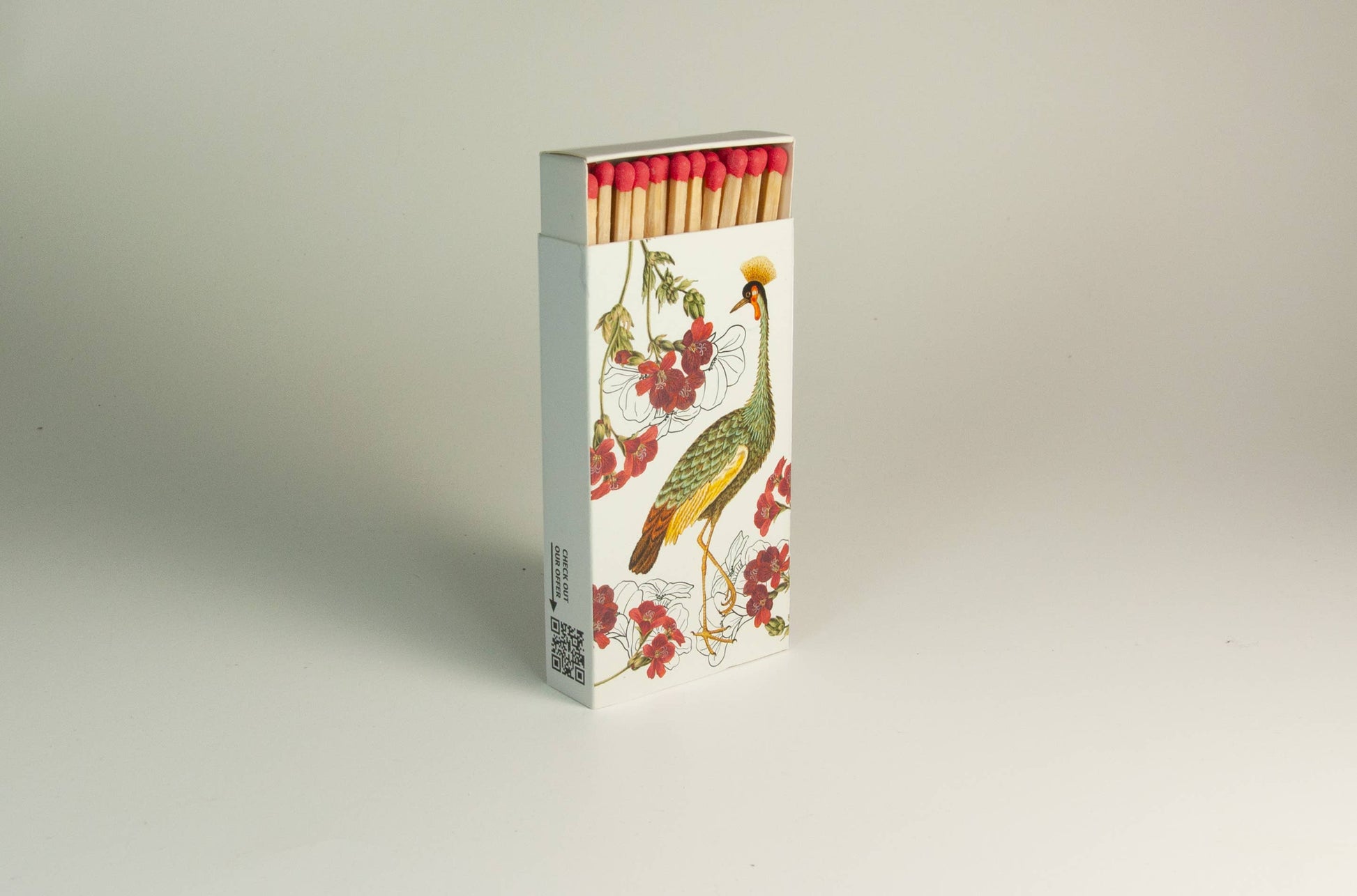 Vintage Streichhölzer – Lange Streichhölzer mit künstlerischem Motiv „Heron“ - Verdancia