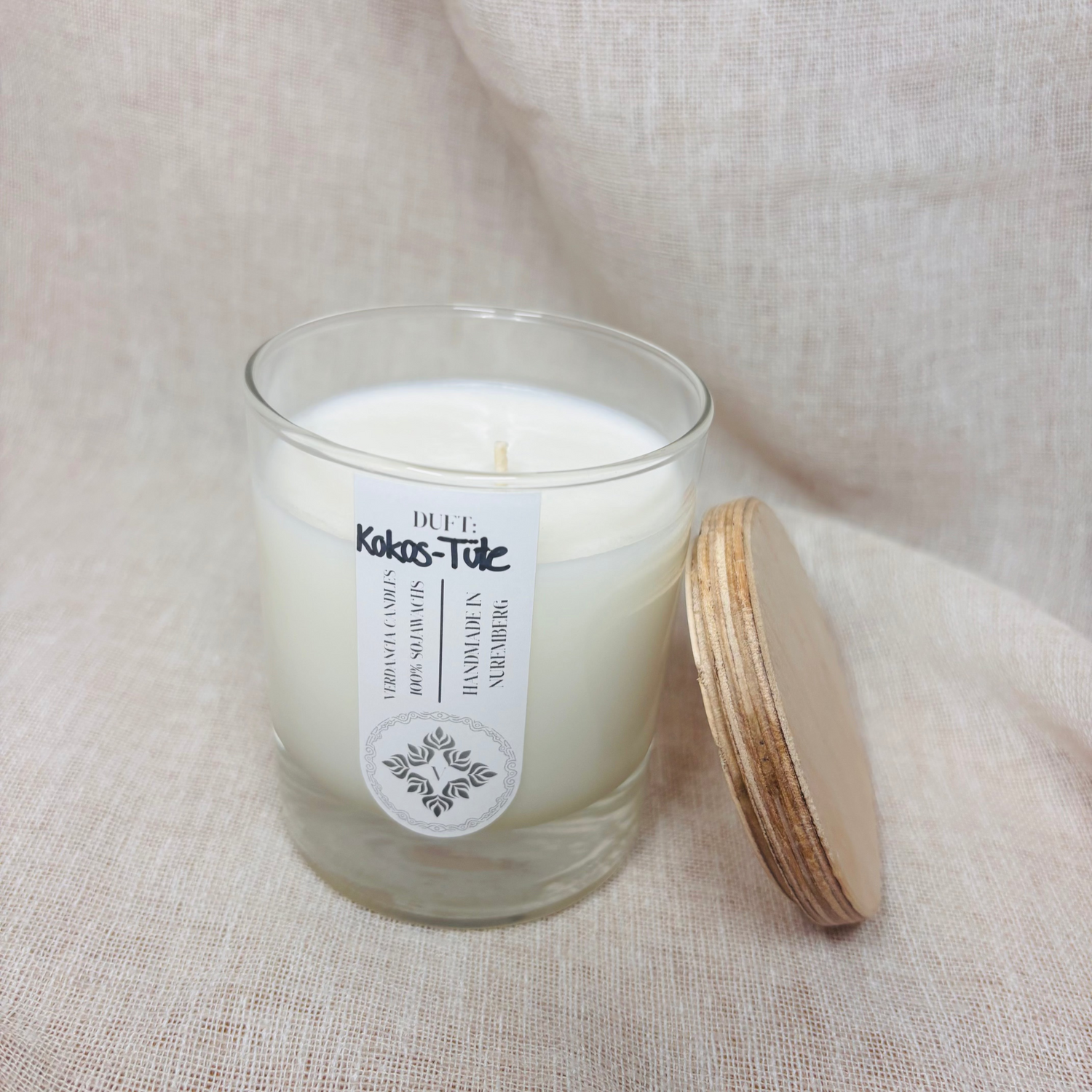Soja Duftkerze - "Kokos-Tüte" - Kokos und Hanf - Verdancia