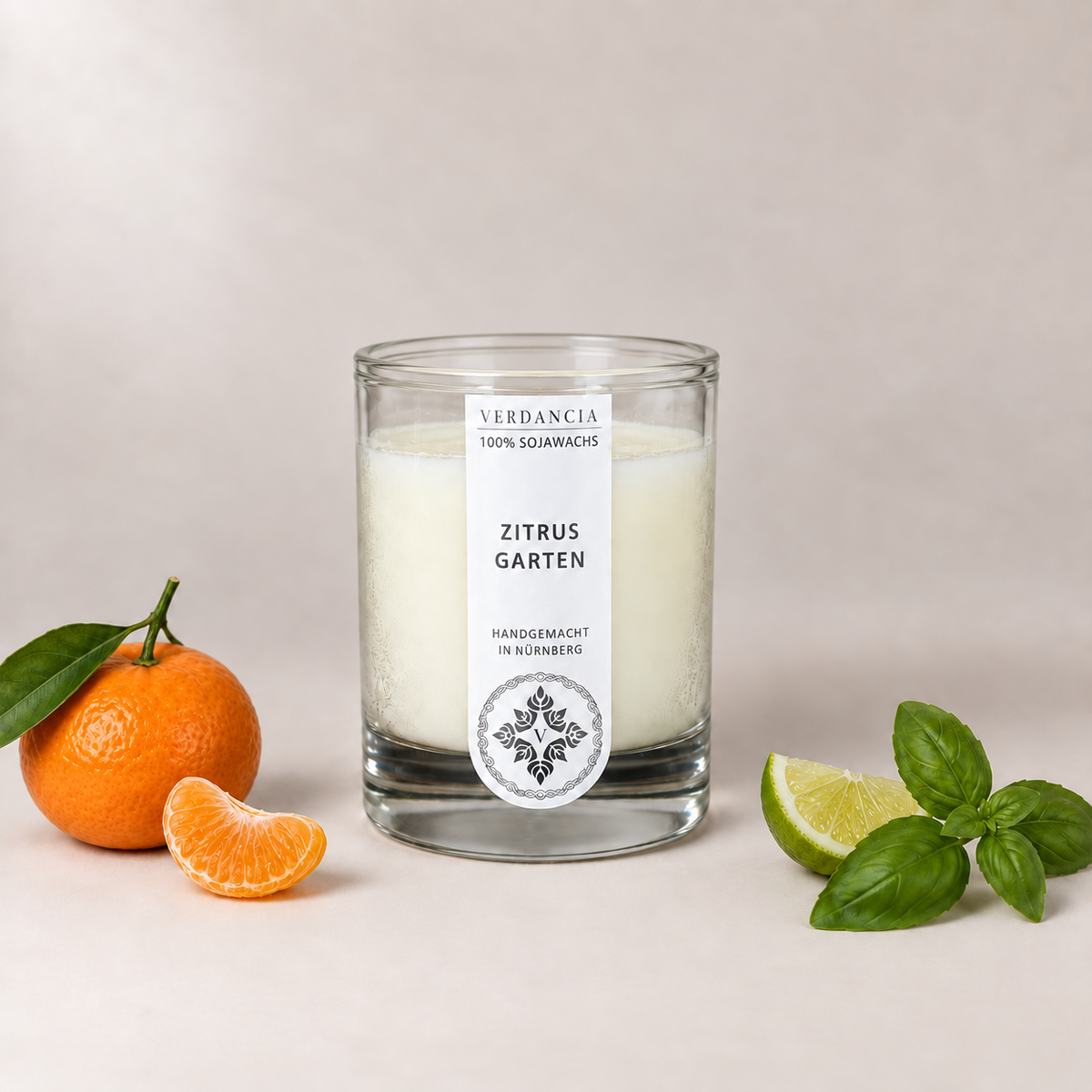 Citrus Garden | Soy Wax Candle – Lime, Mandarin, and Basil – Fresh & Invigorating