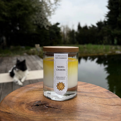 Gelbe Duftkerze für Nabelchakra, aus Sojawachs, zur Meditation und Entspannung, Chakra Kerze für Solarplexus von Verdancia